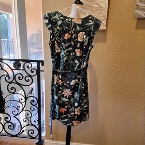 LOF Dark Green Floral Mini Dress